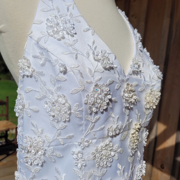 Embellished Halter Wedding Dress David's Bridal Michaelangelo - Picture 8 of 16